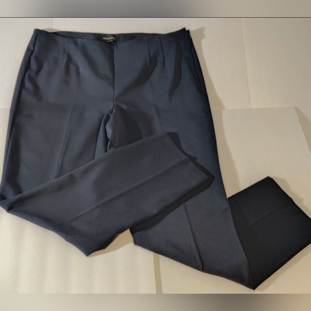 Talbots Refined Bi-Stretch Straight Leg Trousers, Sz 14, Deep Navy